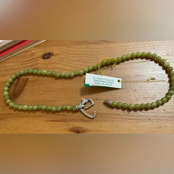 Connemara Marble:Genuine Connemara Marble beaded Celtic necklace sterling charm - Picture 3 of 9